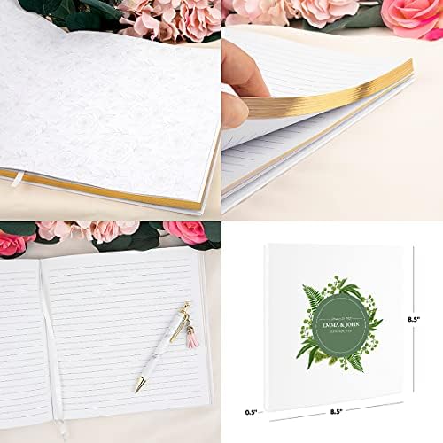 Andaz Press Personalized Wedding Guestbook with Gold Accents, Foliage Wreath White Guest Sign in Guest Registry 120 Pages 8.5 X 8.5 Memories Book for DIY, Scrapbook, Photo Album - Image 5