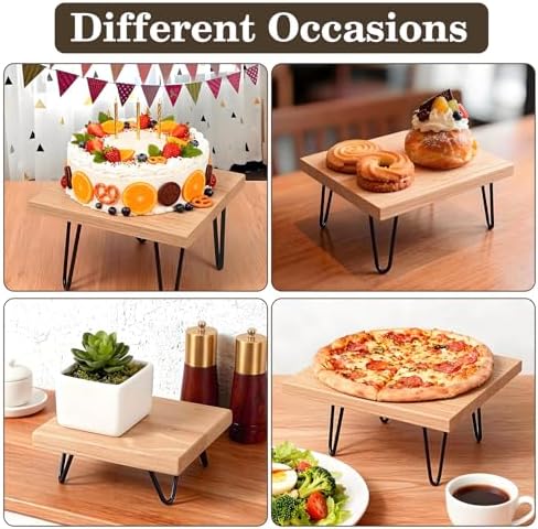 3 Pcs Buffet Risers, Wood Square Food Riser Dessert Table Display Stand Set for Party Wood Cupcake Stands Nesting Table for Home Decor (Square, natural) - Image 6