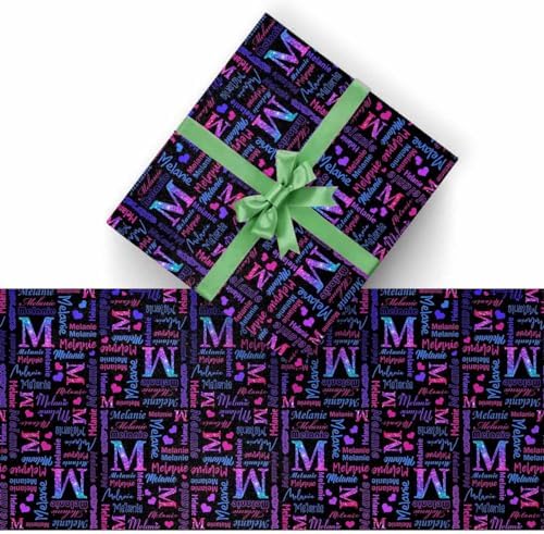 AOFUN Custom Wrapping Paper With Name Text Christmas Paper Wrap Mens Wrapping Paper Christmas Kids Christmas Gift Wrap Happy Anniversary Wrapping Paper 3 Rolls 58" x 23" - Image 2