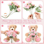 6 Set Teddy Bear Baby Shower Centerpieces with Mason Jar, Pink - Image 2