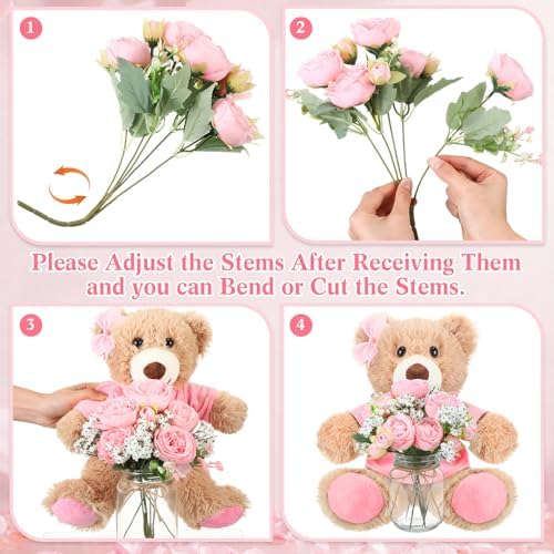 6 Set Teddy Bear Baby Shower Centerpieces with Mason Jar, Pink - Image 2