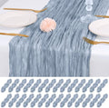28 Pack Dusty Blue Cheesecloth Table Runner 17x108 Inch Semi Sheer Boho Gauze Cheese Cloth Fabric Table Runners, for Wedding Party Baby Shower Birthday Home Decor Garden Farmhouse by Unknown