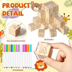 Watersay 53 Pcs Baby Shower Games Wooden ABC Letter Blocks DIY Kit, Animal - Image 3