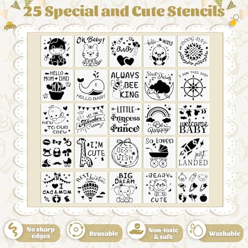 201 Pcs Baby Shower Set Baby Shower Game Sign Baby Bib Bodysuit White Baby Bib Newborn Bodysuit Baby Shower White Decorating Kit(Kraft) - Image 5
