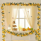4 Pack Artificial Sunflower Garland Decor with Lights, Sunflower Vines Hanging Flowers Garland with Green Leaves, Fake Yellow Flower Vines Room Wedding Party Decoration(4 Pack) - Image 4