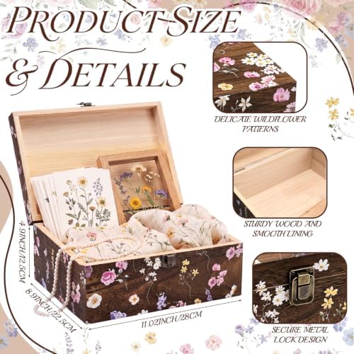 Wedding Wooden Keepsake Box, Flower, Wood, 11.02 x 8.86 x 4.92 Inches - Image 2