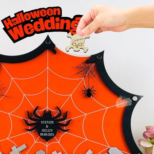 Halloween Wedding Guest Book Alternative Spider Web Drop Box Frame - Image 2
