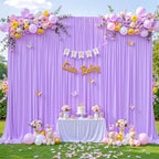 8 Panels Lavender Backdrop Curtain for Parties Wedding Light Purple Wrinkle Free 40ft x 10ft Backdrop Drapes for Baby Shower Birthday Party Photo Photography Polyester Fabric Background Decoration - Image 4