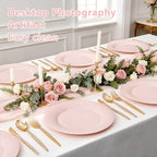 IOOOOO 100Pcs 10" Pink Plastic Dinner Plates, Premium Pink Plates for Party - Image 3