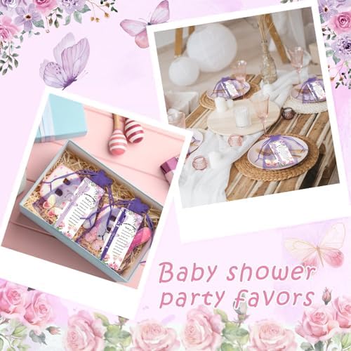180 Pcs Butterfly Baby Shower Gifts for Guest A Little Butterfly is On The Way Party Favors Retractable Ballpoint Pens Keychains and Greeting Cards Bulk Gender Reveal Souvenirs Prize Game Supplies - Image 7