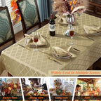 SASTYBALE Autumn Gold Champagne Jacquard Tablecloth 60"x102" Rectangle - Image 5