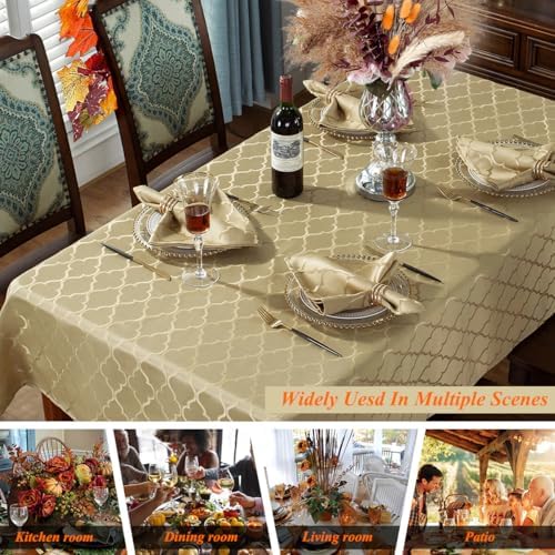 SASTYBALE Autumn Gold Champagne Jacquard Tablecloth 60"x102" Rectangle - Image 5