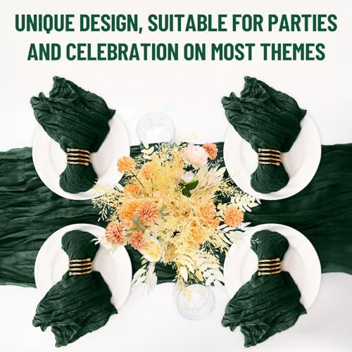 Cupuamon 100 Pack Cheesecloth Napkins 20x20 Inch Dinner Table Napkins Boho Washable Rustic Gauze Napkins Bulk for Wedding Bridal Baby Shower Party Decor (Emerald Green) - Image 7