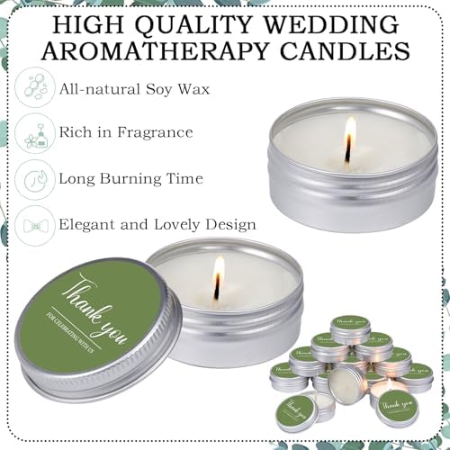 MTLEE 50 Pcs Green Wedding Thank You Candles Gifts for Guests Baby Shower - Image 7