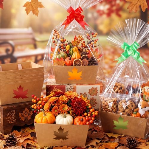 Funnymoom 24 Pack Maple Leaf Fall Thanksgiving Basket for Gifts Empty Bulk - Image 6