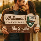 Personalized 3D National Park Service Family Name Welcome Sign,Welcome To Our Adventure National Park Sign for Engagement,Wedding,Baby Shower,House Decorative Signs & Plaques (20"x12"/20.8x31.2cm) by Unknown