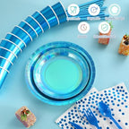 Iridescent Blue Party Supplies Decorations Serve 50, Holographic Blue Paper Plates and Napkins, Disposable Iridescent Party Plates Cups Napkins for Wedding Anniversary Birthday Bridal Shower Party - Image 3