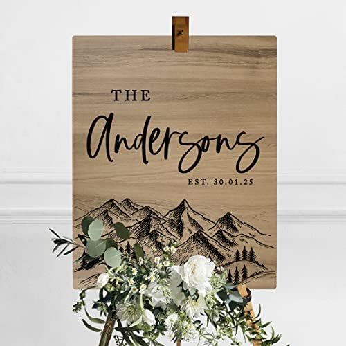 Andaz Press Large Wooden Welcome Sign for Wedding, Rustic Welcome Sign 16" x 20" Custom Last Name Woodland Forest Wedding Signage English Oak MDF Wood Finish Wedding Reception Indoor Outdoor Signs - Image 3