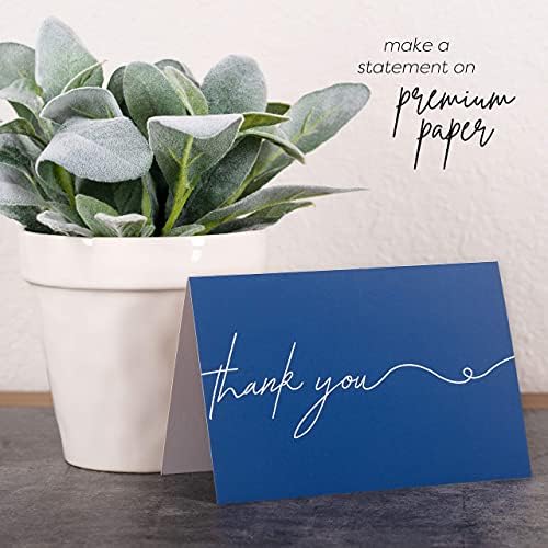 Durabasics 120 Heavyweight Blank Thank You Cards with Envelopes & Stickers, Premium Thank You Notes with Envelopes Set, Bulk, Classic Navy Blue Bulk Pack (4 x 6 Inches) (120 Pack) - Image 3
