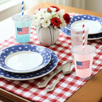 Whaline 50Pcs 12Oz Patriotic Disposable Plastic Cups with Lids and Straws 4th of July American Flag Cold Beverage Drinking Cups for 250th Anniversary Independence Day Party Supplies - Image 7