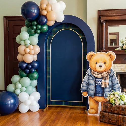 3 Pcs Tartan Arch Backdrop Cover Buffalo Plaid Baby Shower Photo Background - Image 3