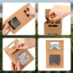 Maitys 36 Pcs Chicken Birthday Party Favor Boxes Farm Animal Foldable Chicken Box with Raffia Grass Bow Paper Treat Goodie Boxes for Adopt Chick Party Birthday, 5.91'' X 3.94'' X 2.36'', Retro - Image 6