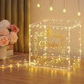Acrylic Wedding Card Box with Lock String Light Clear Large Card Box for Wedding Letter Box Envelope Box Acrylic Gift Card Box Money Box for Party Birthday Reception by DIWNELEM