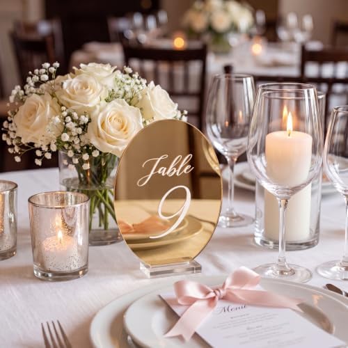 Novabright 1-10 Oval Wedding Table Number Plates with Transparent Stand - Image 4