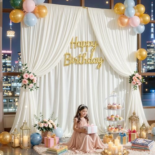 20x10FT Backdrop Curtains with Rod Pockets - Wrinkle Free Photo Stage Backdrop 4 Panels Curtains Drapes for Photography Wedding Party Baby Shower Decorations (Ivory) - Image 7