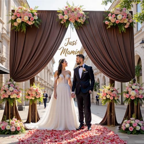 30ftx12ft Brown Backdrop Curtains for Parties, Wrinkle Free Polyester Brown Photo Backdrop Drapes 6 Panels 12 ft Long Back Drop Cloth for Wedding Birthday Photography Background Party - Image 7