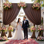 10ftx12ft Brown Backdrop Curtains for Parties, Wrinkle Free Polyester Brown Photo Backdrop Drapes 2 Panels 12 ft Long Back Drop Cloth for Wedding Birthday Photography Background Party - Image 5