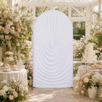 7.2FT White Arch Cover - Stretchy Fitted Arch Backdrop Cover for Round Top Chiara Backdrop Stand for Wedding Baby Shower Birthday Party Bridal Shower Decorations - Image 3