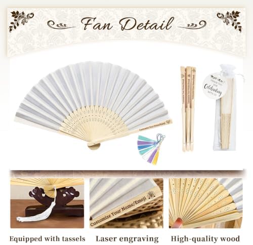 30 Pcs Personalized Wedding Fans, Custom Folding Hand Fans - Image 5