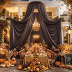 50ft x 15ft Brown Backdrop Curtains, Wrinkle Free Drapes Back Drop Cloth - Image 2