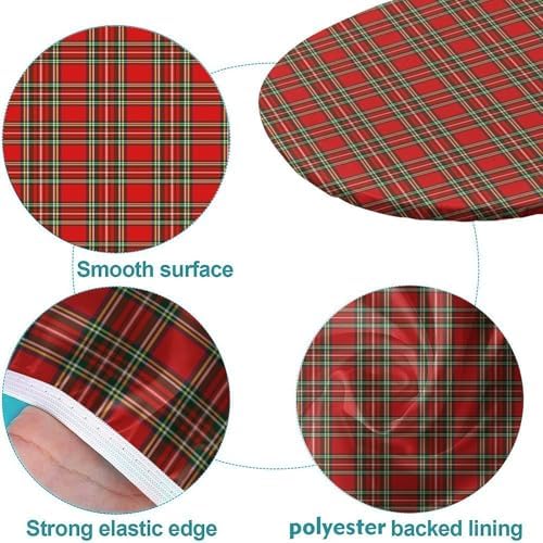 Red and Green Plaid Pattern Print Oval Tablecloth Stain and Wrinkle Resistant Washable for Bridal Shower Engagement Housewarming Wedding Fits for 52" x 70" Oval Table - Image 5
