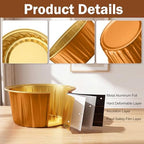 200 Pack Aluminum Cupcake Liners with Lids,Bronze Gold,Plain - Image 4