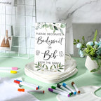 Roowest 35 Pcs Baby Shower Bibs Game with Bib Bodysuit Marker, Greenery - Image 4
