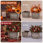 Dandat 8 Set 10 Inch Wooden Flower Box Rustic Table Centerpieces,Brown - Image 6