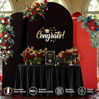 Wedding Arch Backdrop Cover Set of 3, Red and Black Double Color Arch Stand Covers, 7.2FT, 6.6FT, 6FT Spandex Fitted Arch Covers for Graduation Birthday Party Banquet Photography Background Decoration - Image 3