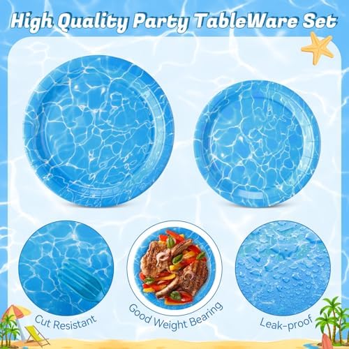 Pickmesh 400 Pcs Ocean Waves Party Supplies, Blue Disposable Tableware Set - Image 3