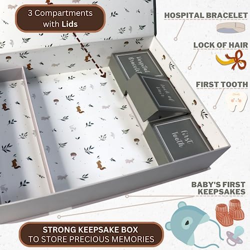 Baby Memory Book with Keepsake Box & Monthly Baby First Milestone Stickers - Gender Neutral First Year Scrapbook Journal - Baby Photo Album for Boys - Baby Book Keepsake, Baby Milestone Book - Image 4