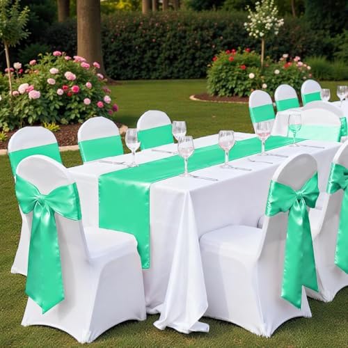 MDS® Pack of 150 Satin Chair Sashes for Weddings and Events Decor, Reusable Chair Bows for Banquet Chairs, Reception, Bridal Shower, Baby Shower, Birthday Party & Holiday Celebrations - Mint - Image 6