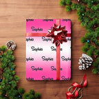 MyPupSocks Personalized Logo Wrapping Paper, Gradient Deep Pink And White Custom Gift Wrapping Paper with Name Text for Teens Women Men Mom Dad Birthday Wedding Happy New Year 58x23 5 Rolls - Image 4