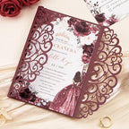 50PCS Personalized Wedding Invitation with Envelopes and Rsvp Cards - Image 4
