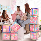 Geyee 8 Pcs Clear Balloon Box with Letters, Baby Shower, Rainbow Silver - Image 3