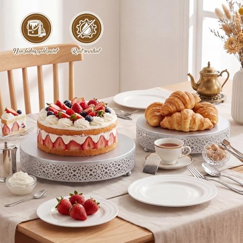 Wenqik 5 Pcs Metal Silver Cake Stand,16/14/12/10/8 in Round Cake Holder - Image 4