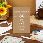 Panitay 100 Pcs DIY Baby Bibs Decorating Kit 50 White Bibs 25 Stencils 24 Markers 1 Baby Shower Game Sign - Image 2