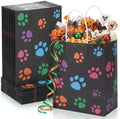 Tenceur 80 Pcs Dog Gift Bags Goodie Paw Puppy Paper Treat Bags Bulk with Handles 10.63 x 4.72 x 7.87 Inch Dog Themed Party Favors Shopping Holiday Kraft(Black Colorful) by Tenceur