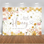 Mocsicka Bee Baby Shower Backdrop Honey Bee Baby Shower Decorations Background Floral Sweet Honeycomb Bumblebee Baby Shower Decor Cake Table Photoshoot Studio Props (10x8ft) by Mocsicka