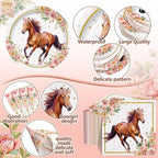 Pickmesh 250 Pcs Horse Birthday Party Decorations Pink Floral Cowgirl Disposable Tableware Set Cowboy Paper Plates Napkins Cups for Western Wedding Bachelorette Fairy Baby Bridal Shower Party Serve 50 - Image 3